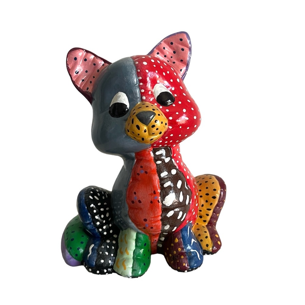 Vintage Handmade 1985 Pottery Cat Figurine